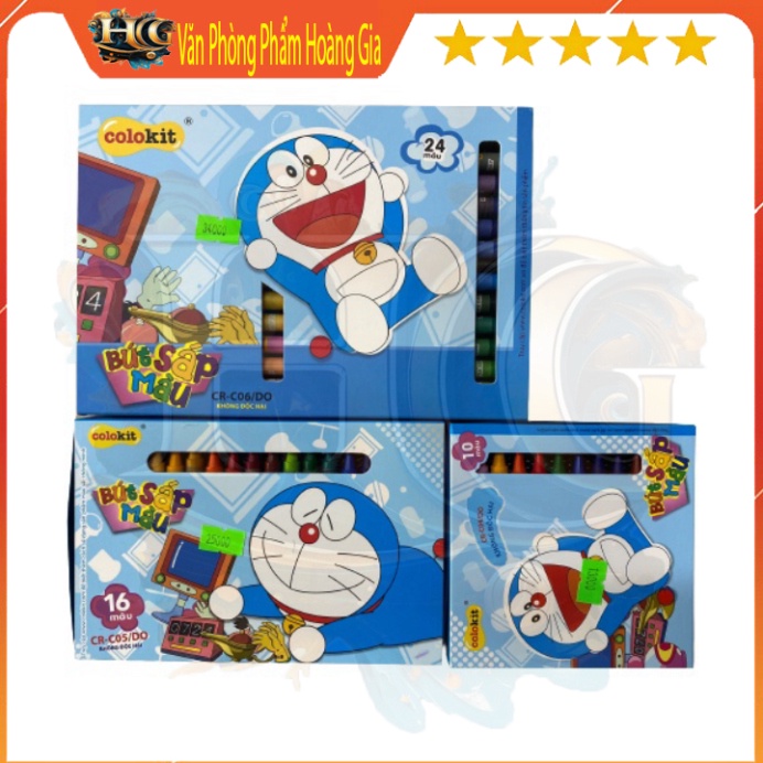 Bút sáp màu COLOKIT hình Doraemon 10/16/24 màu dành cho học sinh - VPP Hoàng Gia