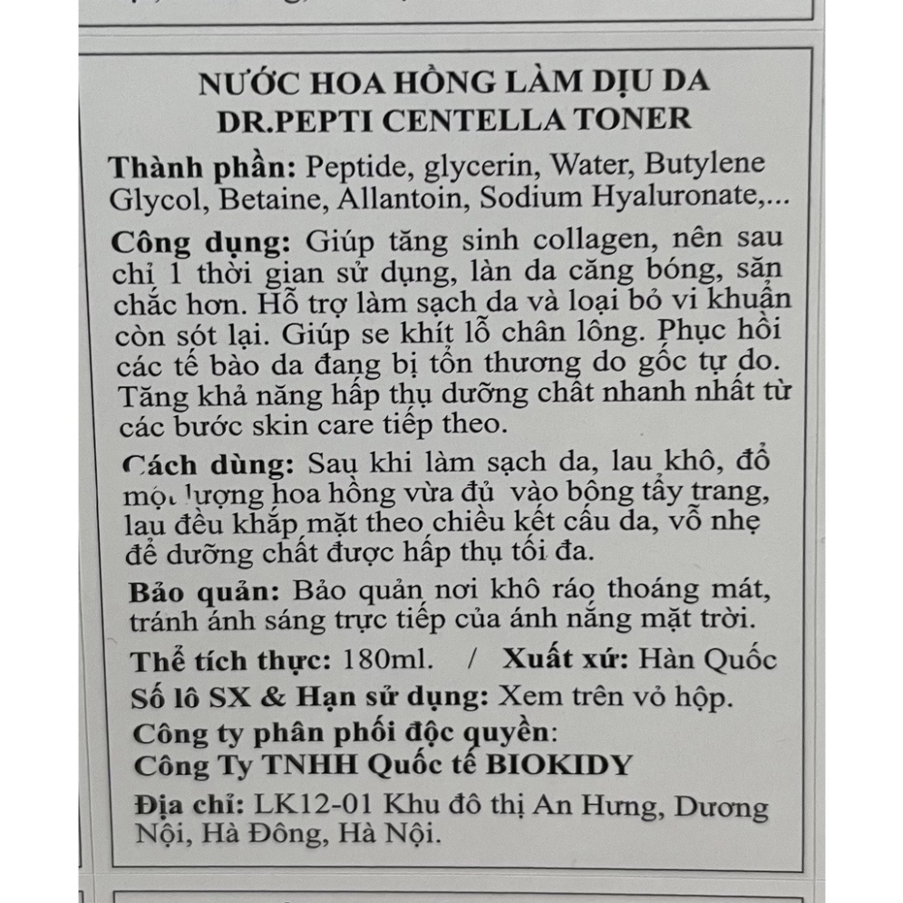 Toner Căng Bóng DR.PEPTI Hàn Quốc 180ml Hongspa.official | BigBuy360 - bigbuy360.vn