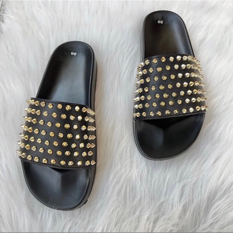 Dép quai ngang nam học sinh,quai da đính đá thời trang hottren 2023,đế êm ...