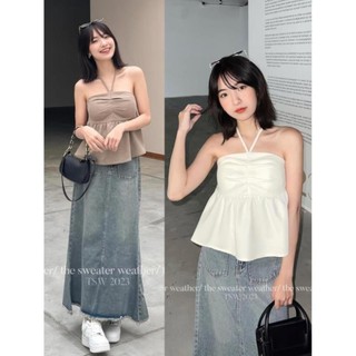 Áo quây cổ yếm PEPLUM kèm mút ngực khoá sườn - Laddy Store - Aoquaycoyempeplum2251