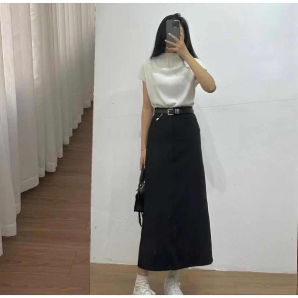 Chân váy dáng dài kèm đai chất ruby tôn dáng - 23 August Store - Cv6904_pp4k3