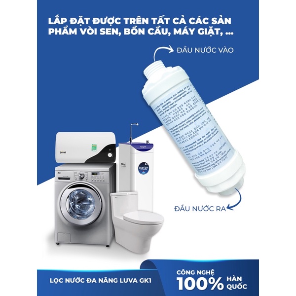 Bộ lọc nước đa năng LUVA GK1 gắn vòi hoa sen, máy giặt, máy rửa bát, vòi rửa bát, bồn cầu thông minh