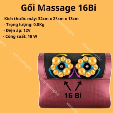 Gối Massage Cổ Vai Gáy Hồng Ngoại (loại 1 ) - Máy Massage 16  bi cao cấp thế hệ mới