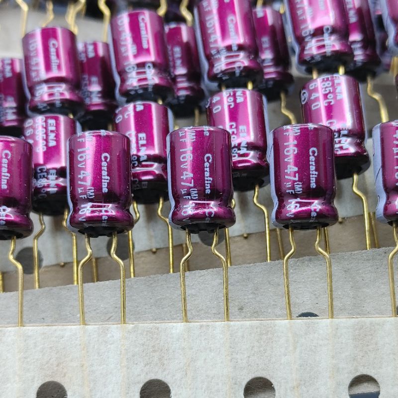 Tụ điện 47uF 16V Elna Cerafine hàng NOS chân vàng chính hãng