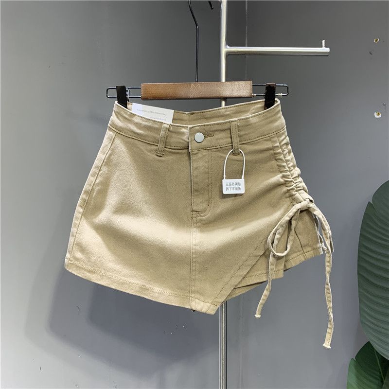 Chân Váy denim Chữ a Lưng Cao Phối Dây Rút Phong Cách Thời Trang Mới 2023