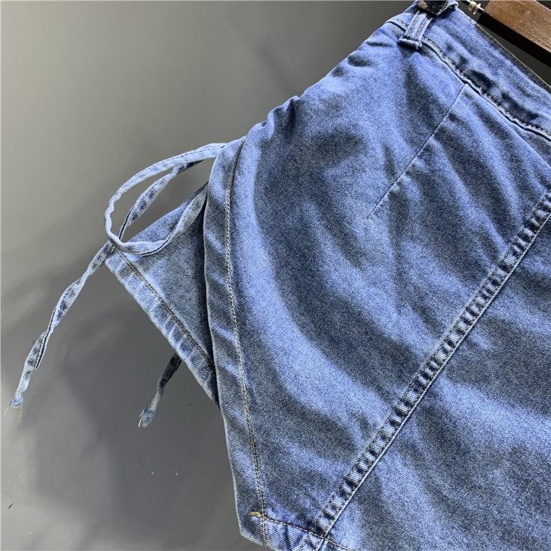 Chân Váy denim Chữ a Lưng Cao Phối Dây Rút Phong Cách Thời Trang Mới 2023
