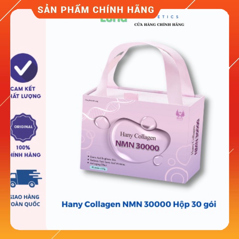 Hany Collagen NMN 30000 hộp 30 gói, Bổ Sung Collagen giúp Duy Trì Sức Khỏe và Làm Đẹp Da từ Bên Trong,