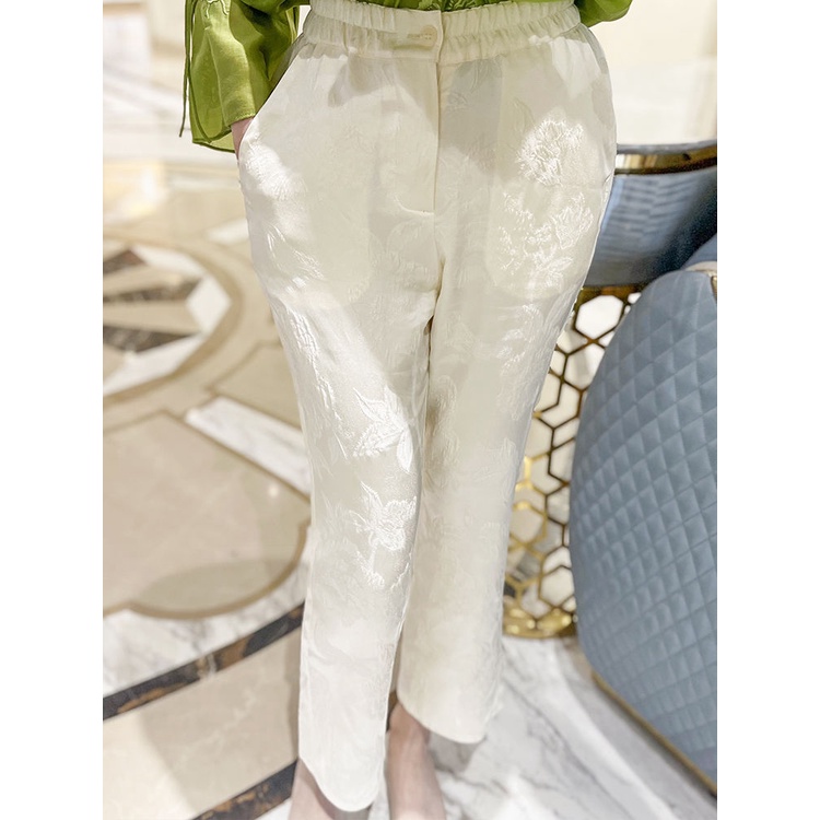 Quần skinny Lưng Thun Dáng Ôm Dập Nổi Họa Tiết Phong Cách Phương Tây