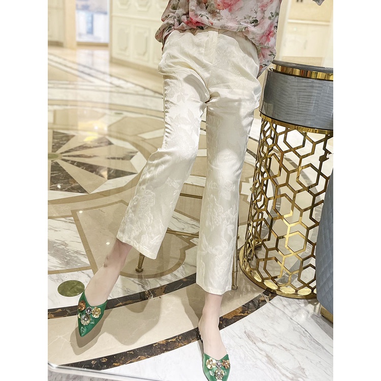 Quần skinny Lưng Thun Dáng Ôm Dập Nổi Họa Tiết Phong Cách Phương Tây