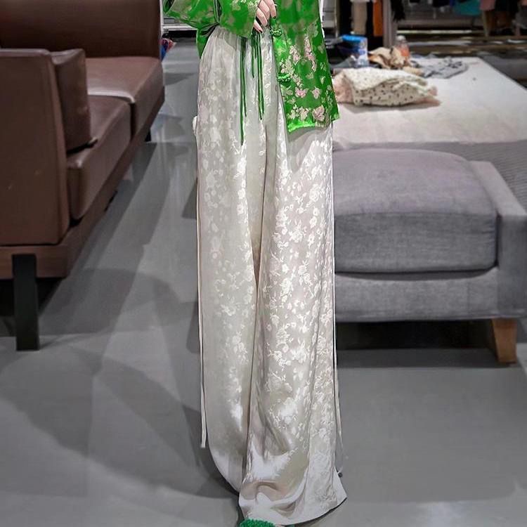 Quần Dài Ống Rộng Lưng Thun Co Giãn Màu Trắng Thời Trang Mùa Hè Dành Cho Nữ