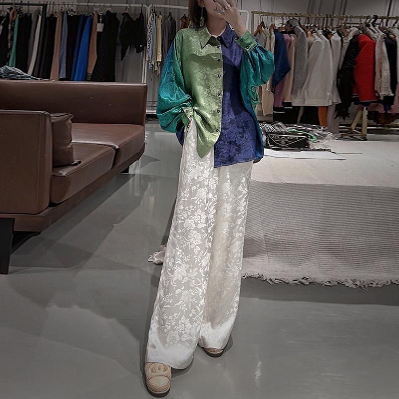 Quần Dài Ống Rộng Lưng Thun Co Giãn Màu Trắng Thời Trang Mùa Hè Dành Cho Nữ