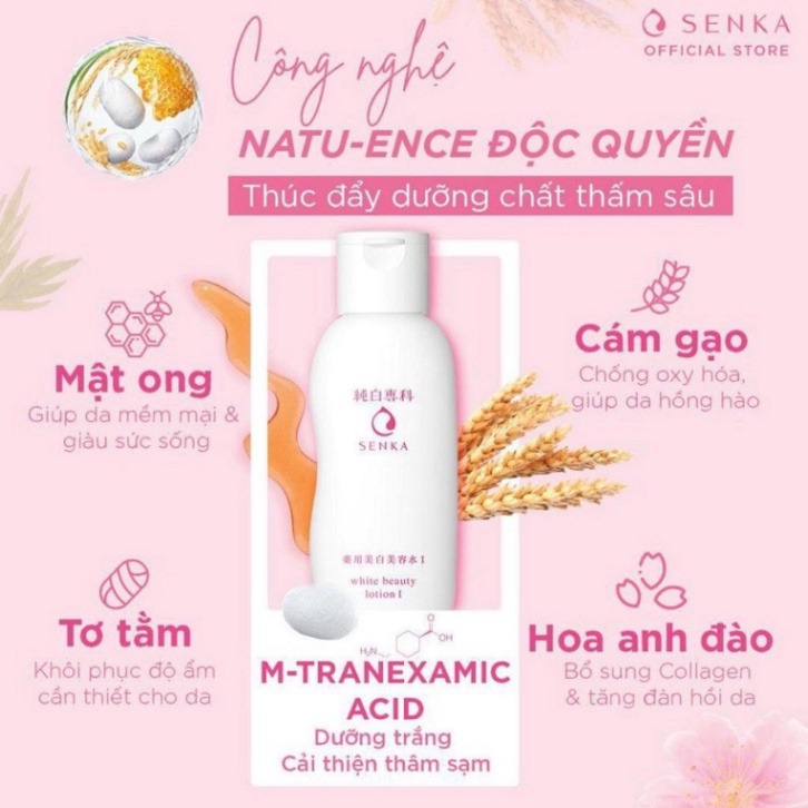 Nước Hoa Hồng Dưỡng Trắng Làm Mềm Da SENKA White Beauty Lotion I 200ml Nhật Bản