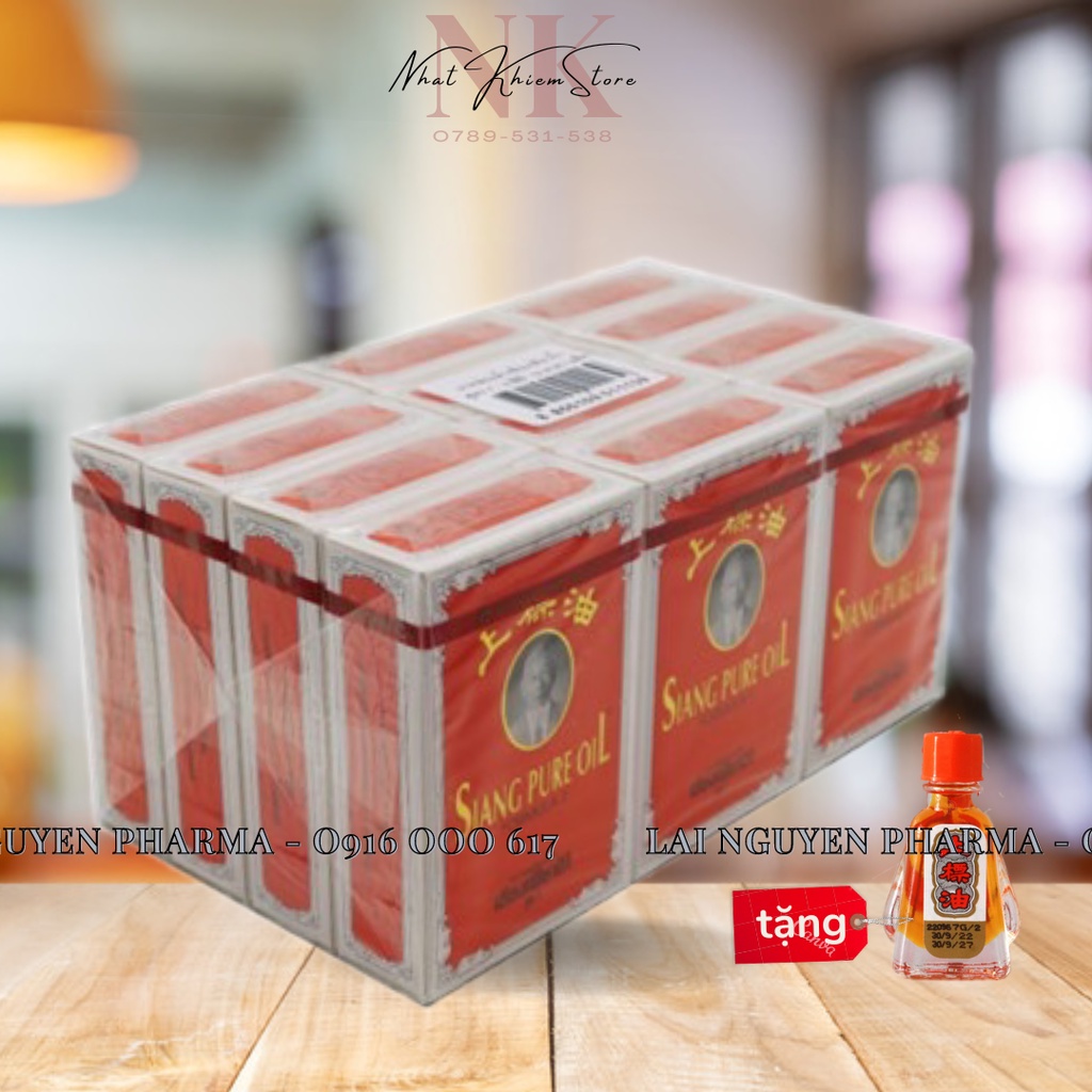 Combo Lốc 12 chai Dầu Thái Đỏ Siang Pure Oil Thái lan chính hãng (Lốc/12c/3ml) (Nhỏ))