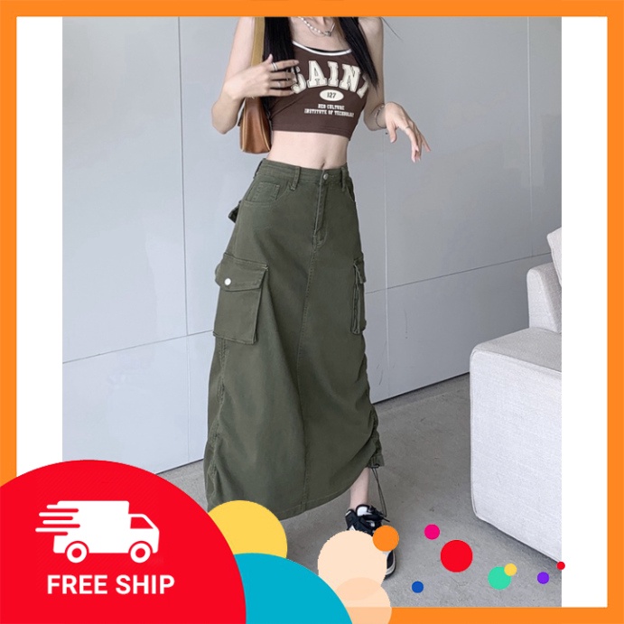 Chân Váy Kaki Túi Hộp Rút Dây Hai Bên Có BigSize 70Kg Mã 089 | BigBuy360 - bigbuy360.vn