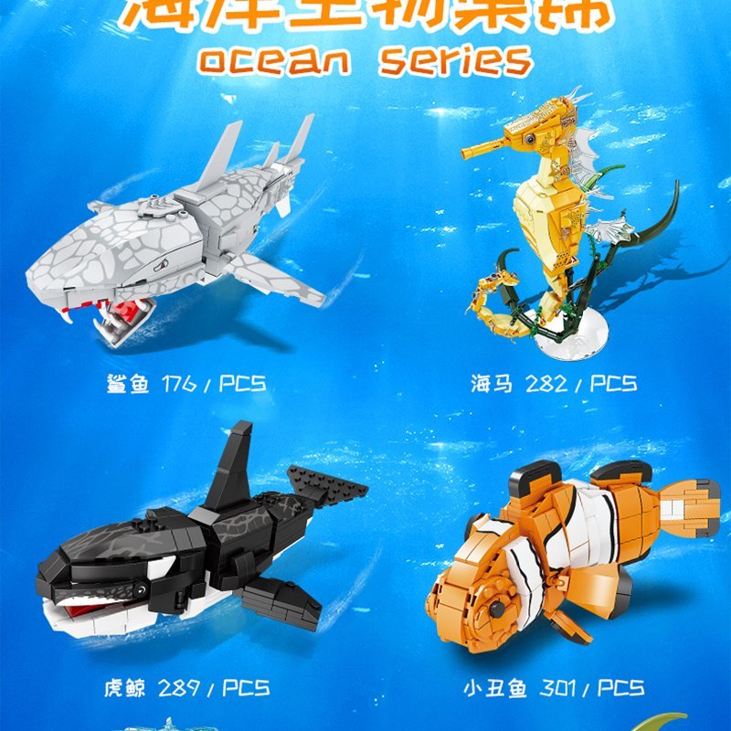 Sea life Đồ Chơi Lắp Ráp lego Hình Cá Mập / Búa / Cá Mập Dưới Nước 61 Mảnh Ghép