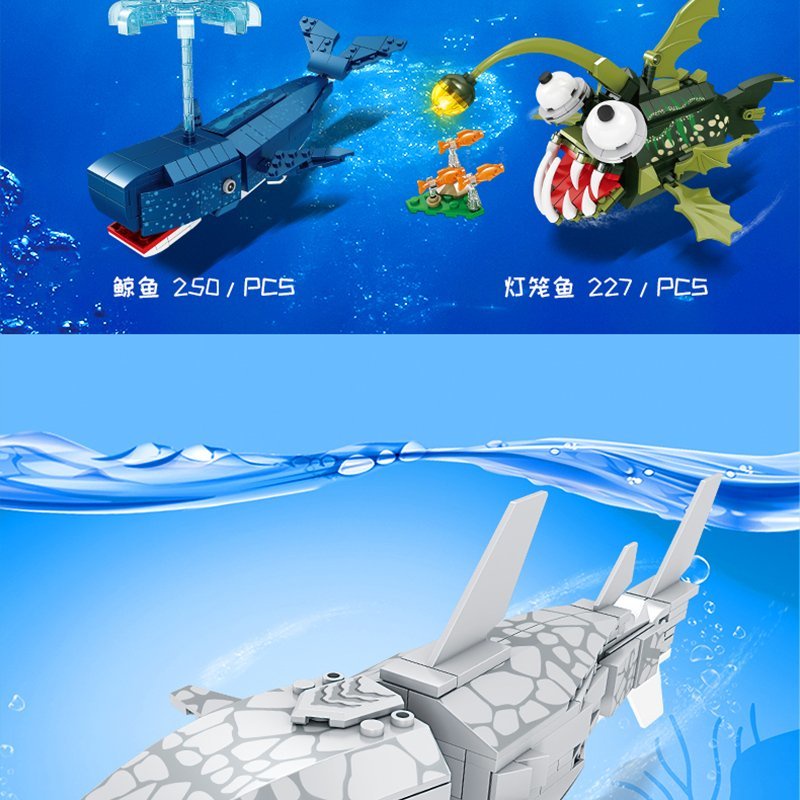 Sea life Đồ Chơi Lắp Ráp lego Hình Cá Mập / Búa / Cá Mập Dưới Nước 61 Mảnh Ghép