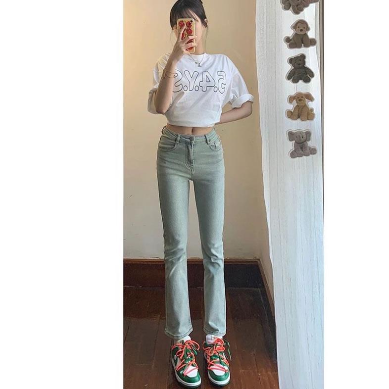 Quần Bò Nữ Ống Đứng Retro ,Quần Jean Nữ Ống Đứng Lưng Cao Mầu Xanh Nhạt Cực Xinh DC47 | BigBuy360 - bigbuy360.vn