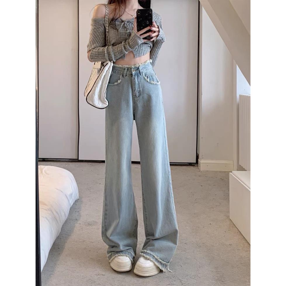 Quần Jeans Nữ Ống Rộng Tua Rua 2 Tầng, Quần Bò Nữ Ống Đứng Co Giãn 4 Chiều Cao Cấp QC20 | BigBuy360 - bigbuy360.vn