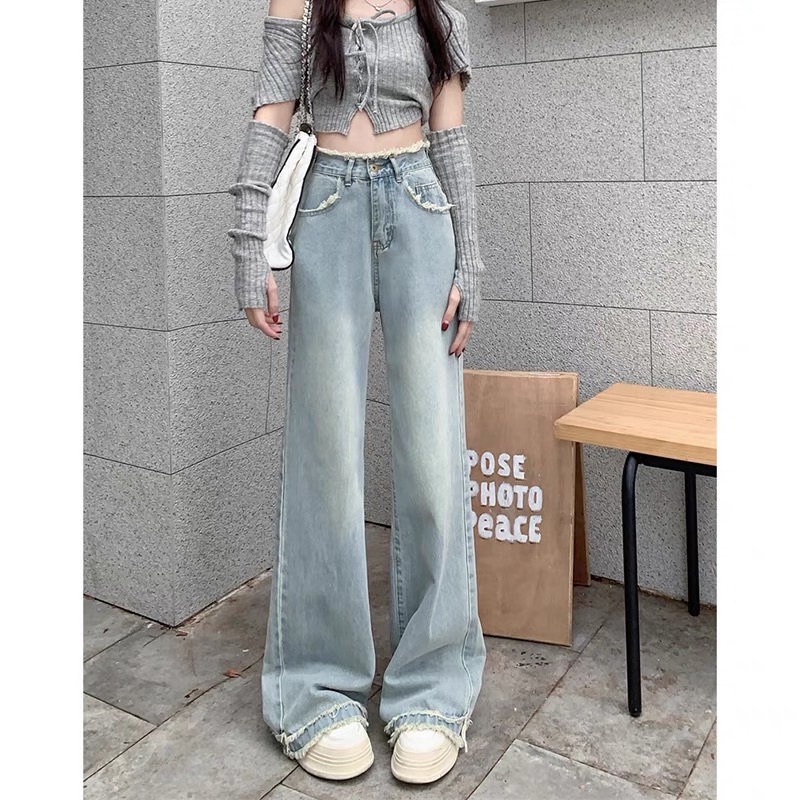 Quần Jeans Nữ Ống Rộng Tua Rua 2 Tầng, Quần Bò Nữ Ống Đứng Co Giãn 4 Chiều Cao Cấp QC20 | BigBuy360 - bigbuy360.vn