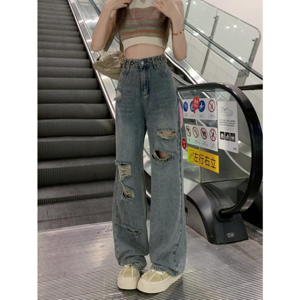 Quần Jeans Nữ Rách Cực Phong Cách, Quần Bò Nữ Ống Rộng Ống Xuông Hottrend 2023 QC06 | BigBuy360 - bigbuy360.vn