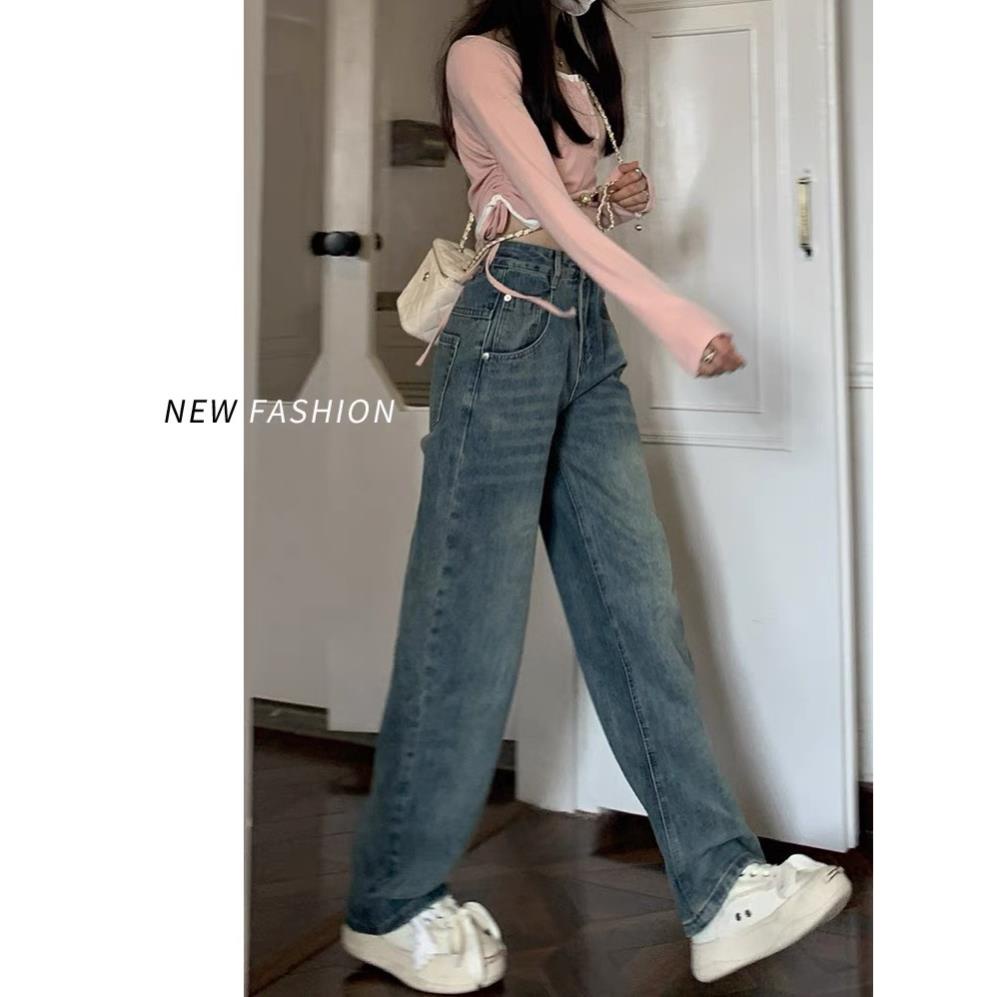 Quần Jeans Nữ Ống Rộng Chất Liệu Denim, Quần Bò Nữ Ống Đứng Cạp Cao Hack Dáng QC40 | BigBuy360 - bigbuy360.vn