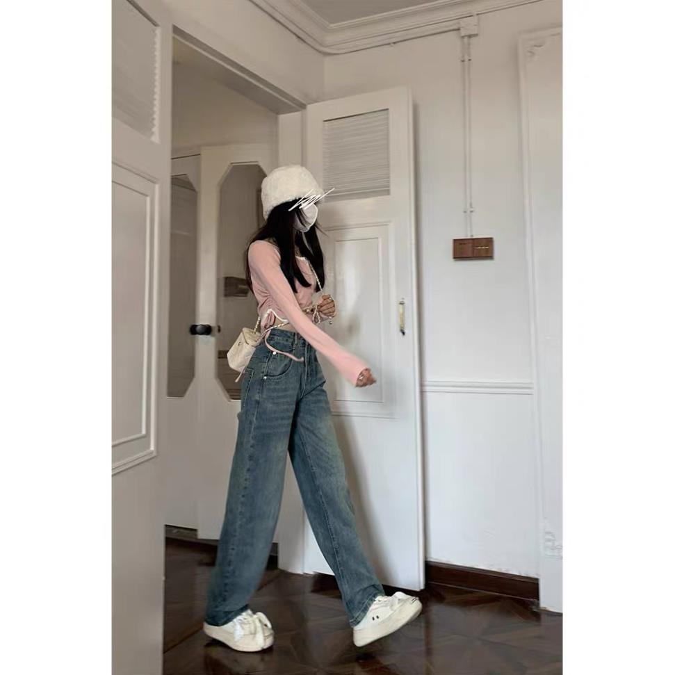 Quần Jeans Nữ Ống Rộng Chất Liệu Denim, Quần Bò Nữ Ống Đứng Cạp Cao Hack Dáng QC40 | BigBuy360 - bigbuy360.vn
