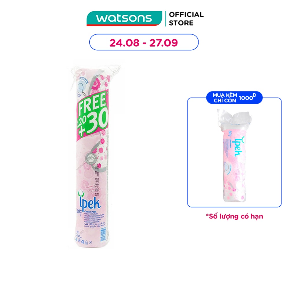 Bông Tẩy Trang Ipek 100 Miếng + Thêm 30 Miếng