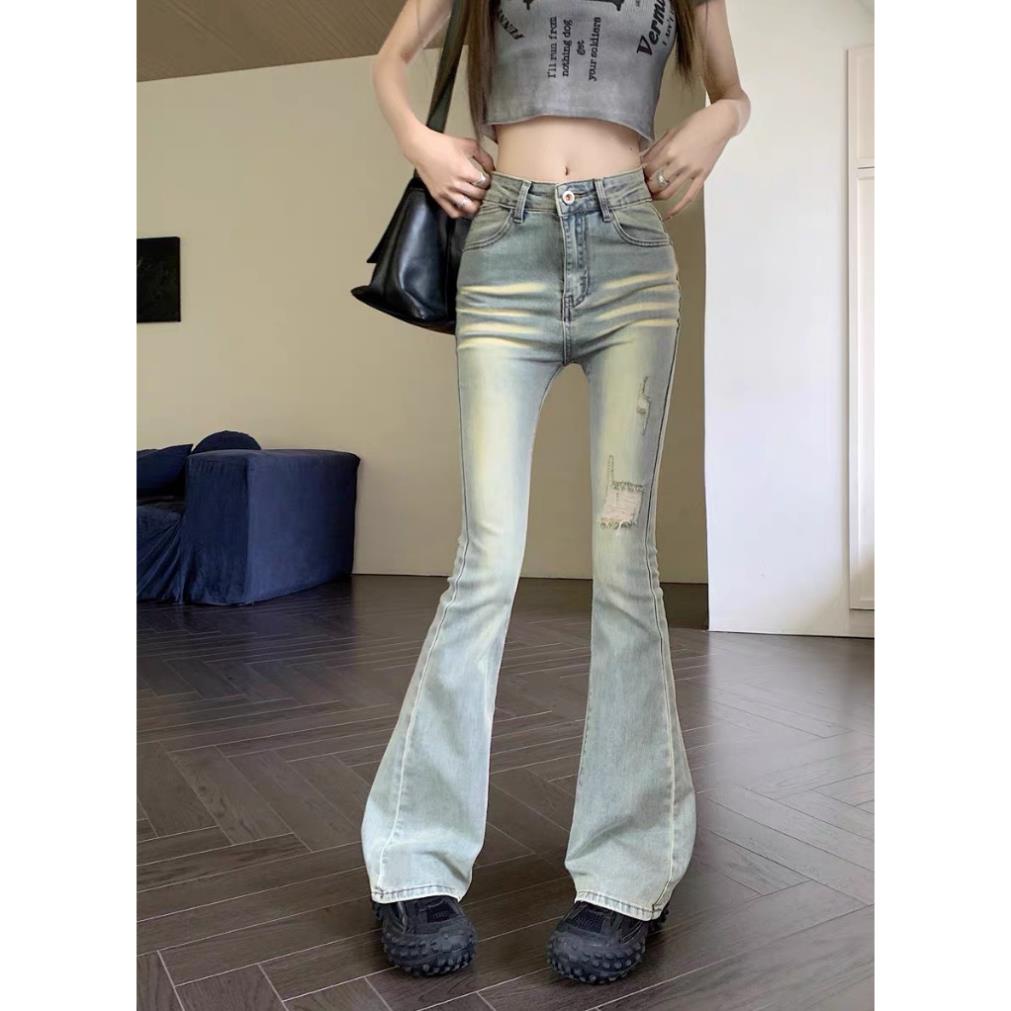 Quần Jeans Nữ Ống Rộng , Quần Bò Nữ Ống Suông Màu Xanh Tua Rua 2 Tầng TL20 | BigBuy360 - bigbuy360.vn