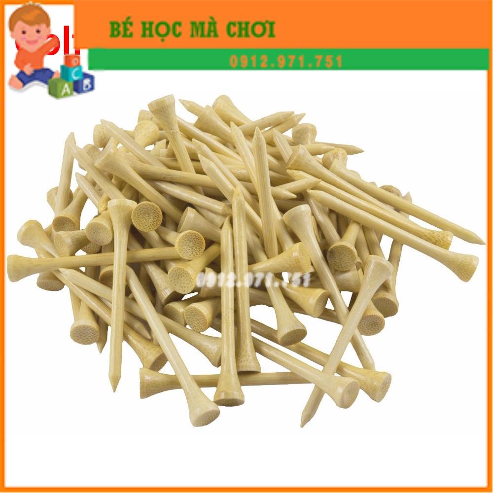 Set 100 tee golf bằng gỗ tre giữ bóng golf chuyên dụng chất lượng cao - Đinh gỗ cho bé chơi thăng bằng