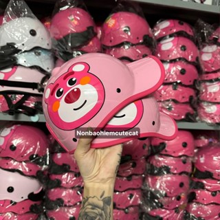 💗FREESHIP💗Nón bảo hiểm kết in hình gấu dâu có khoét tóc nữ dày đẹp loại 1 - Mũ bảo hiểm gấu vàng gấu nâu gấu hồng dâu