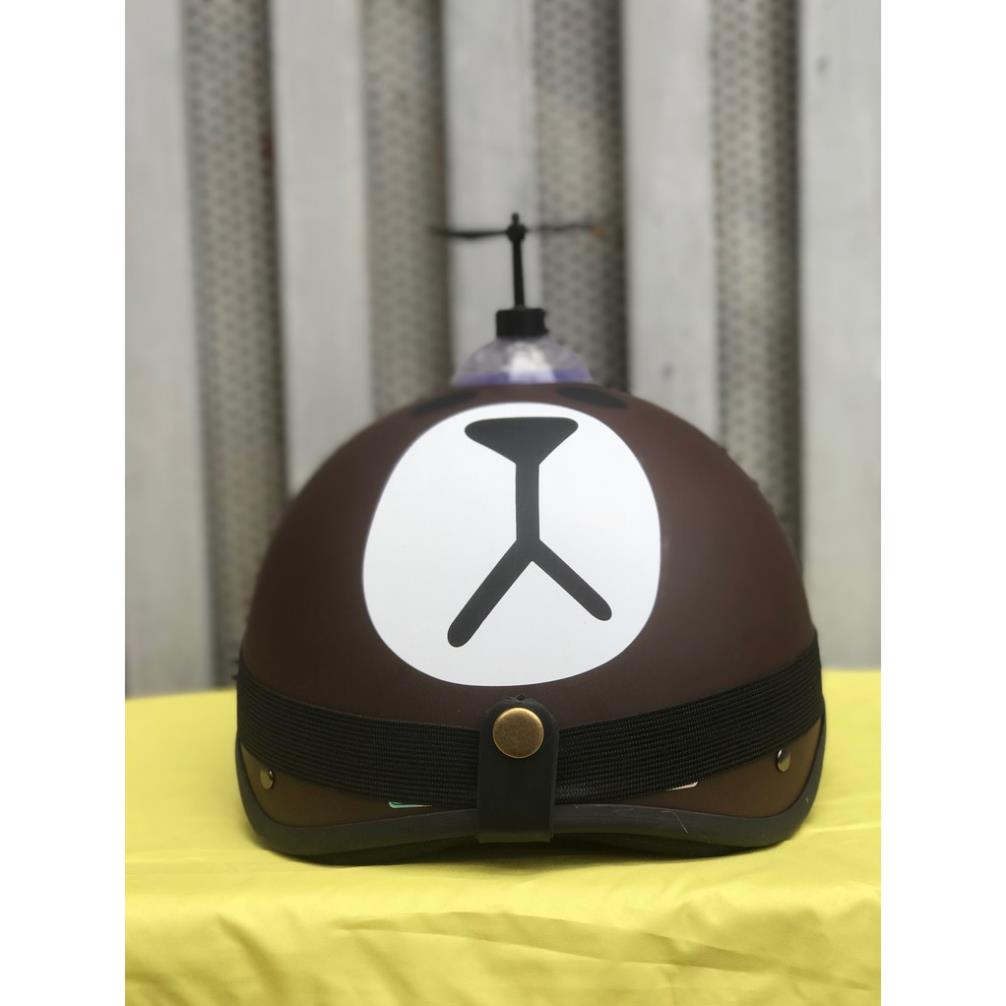 Mũ bảo hiểm 1/2 GẤU NÂU Gấu dâu gấu brown + KÍNH PHI CÔNG