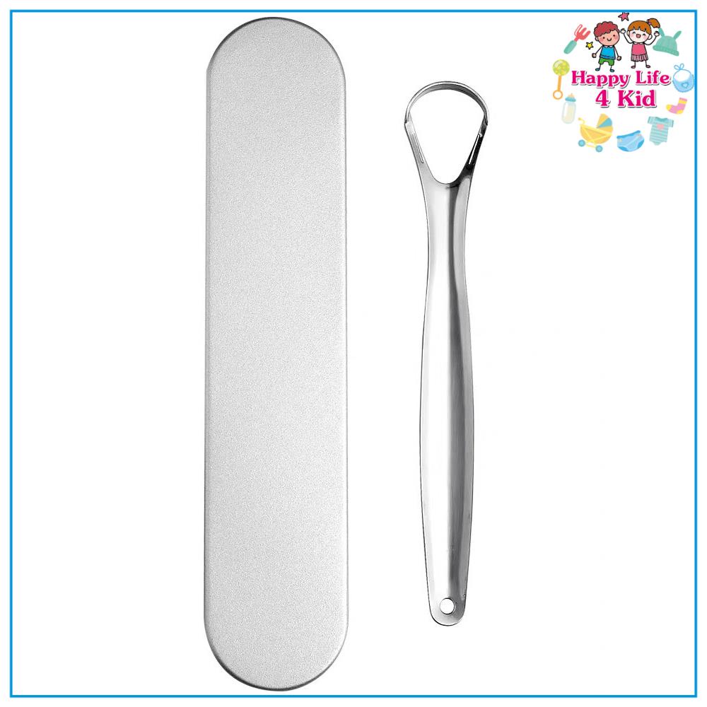 Cạo lưỡi inox, cây cạo lưỡi, nạo lưỡi, đồ cạo lưỡi vệ sinh răng miệng kèm hộp đựng sang trọng  - Happy Life 4Kid