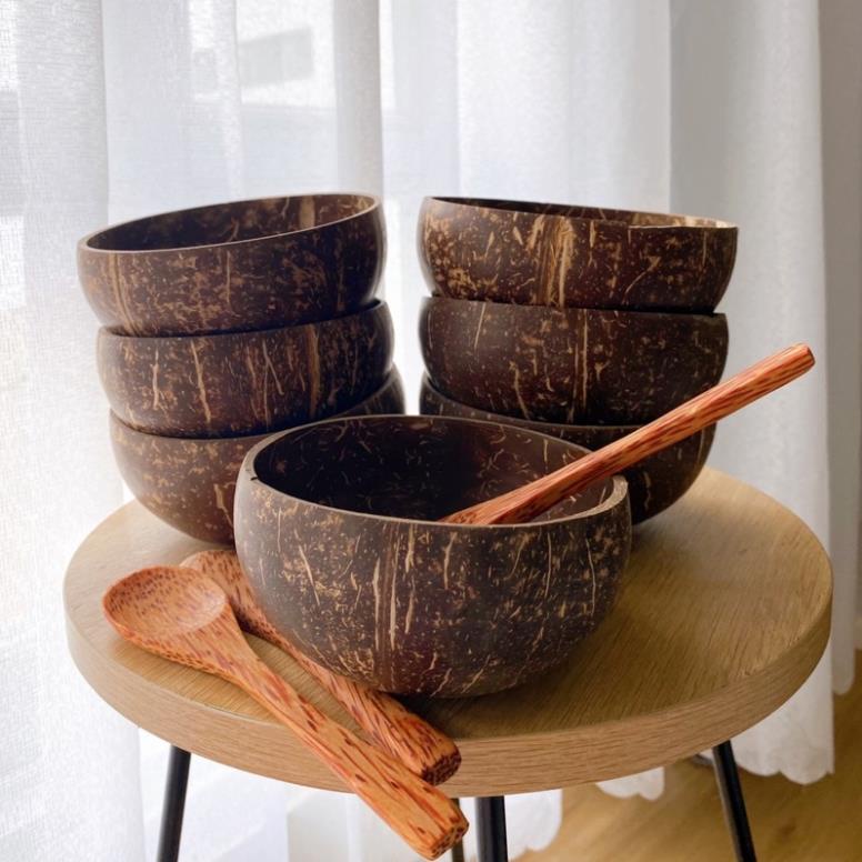 Bộ bát chén gáo dừa và thìa muỗng gỗ tự nhiên Annut