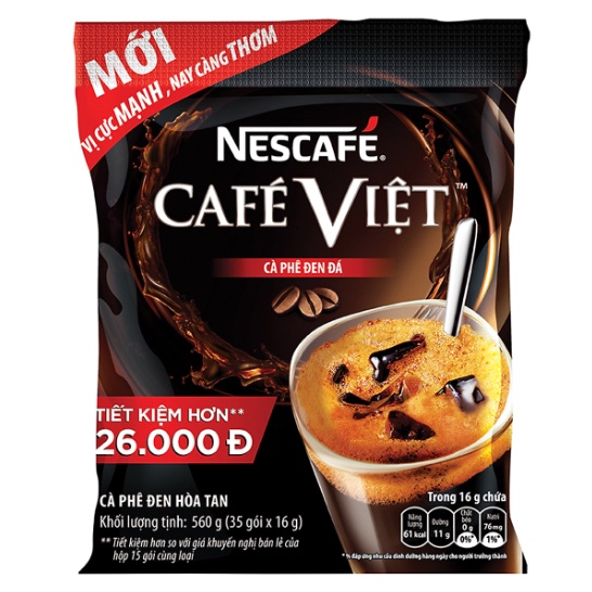 Đặc sản TN Nescafe cà phê việt đen 35 gói x 16gram mẫu mã thay đổi theo nhà sản xuất mua 3 tặng ly