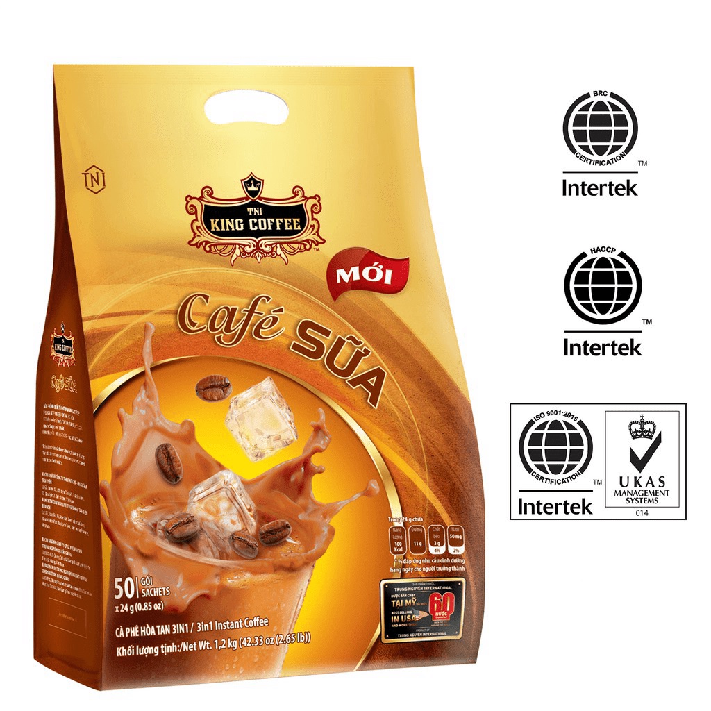 Đặc sản TN Cà Phê Sữa Hòa Tan 3IN1 KING COFFEE - Túi 50 gói x 24G