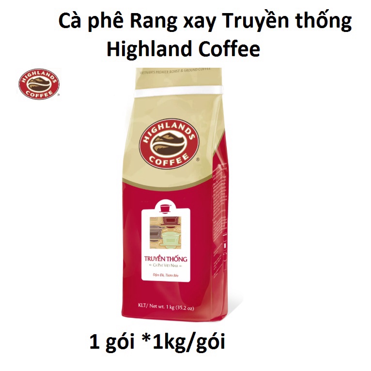 Nguyên chất Combo 2 gói 1kg Cà phê bột Truyền thống Highlands Coffee. HSD Tháng 01.2025
