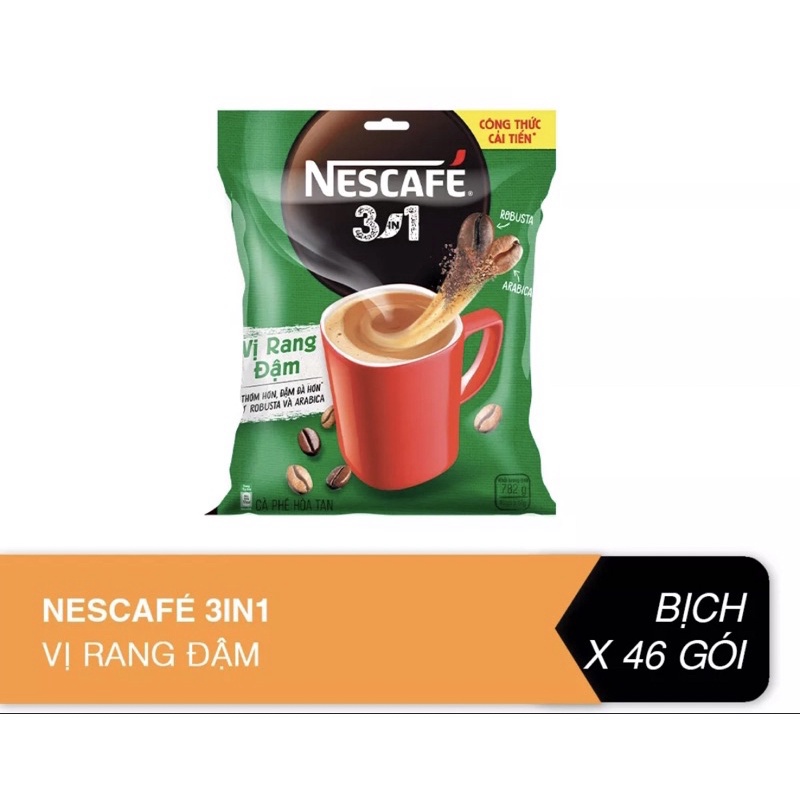 Nguyên chất Túi 46 gói x17g NESCAFE 3in1 RANG XAY VỊ rang đậm