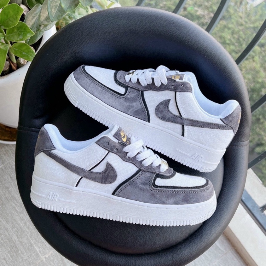 FullBoc HOT Giày _Nike Air Force 1 Xám Da Lộn lông Chuột Bản Cao Cấp, Giày AF1 Nam Nữ Đế Air Bản Chuẩn Full Phụ Kiện