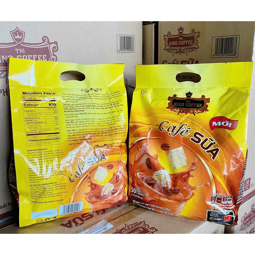 Đặc sản TN Cà Phê Sữa Hòa Tan 3IN1 KING COFFEE - Túi 50 gói x 24g