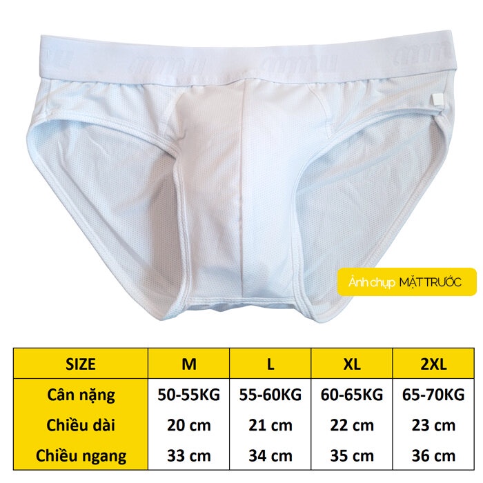 Quần lót tam giác Trắng Nam thun lưới thoáng khí cao cấp size 45-75KG sexy gợi cảm thoải mái