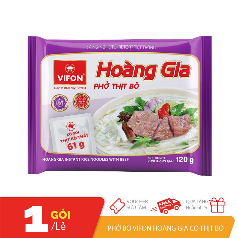 1 gói phở có thịt bò Hoàng Gia 120gr cao cấp Vifon