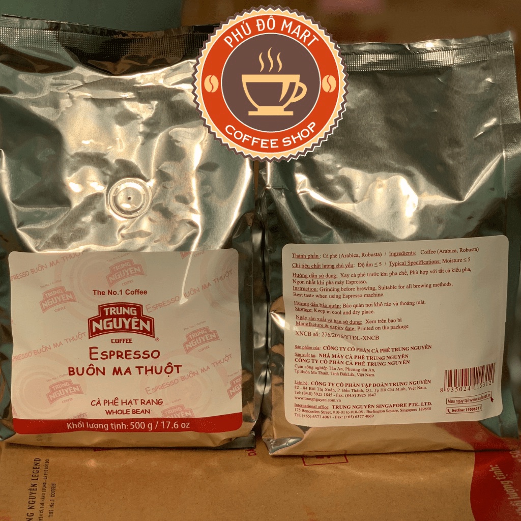 Nguyên chất Cà phê Hạt Pha Máy Trung Nguyên Espresso Buôn Ma Thuột