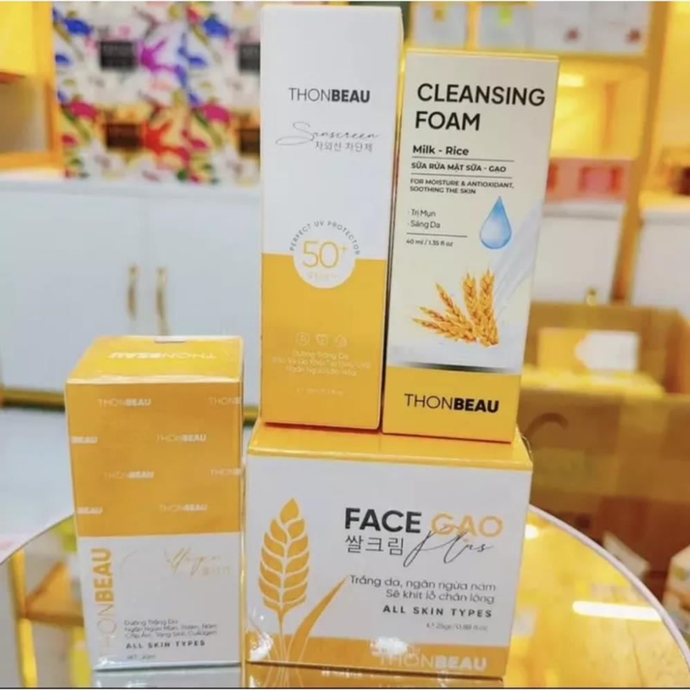 Trọn bộ kem Face Gạo [Mẫu lớn]Kem Face Gạo 25gr+Tinh chất 20ml+Sữa Rửa Mặt 40ml+Kem Chống Nắng  dưỡng da hoàn hảo