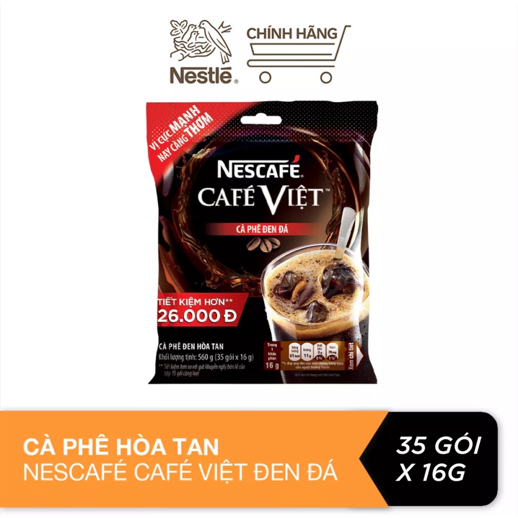 Đặc sản TN Nescafe cà phê việt đen 35 gói x 16gram mẫu mã thay đổi theo nhà sản xuất mua 3 tặng ly