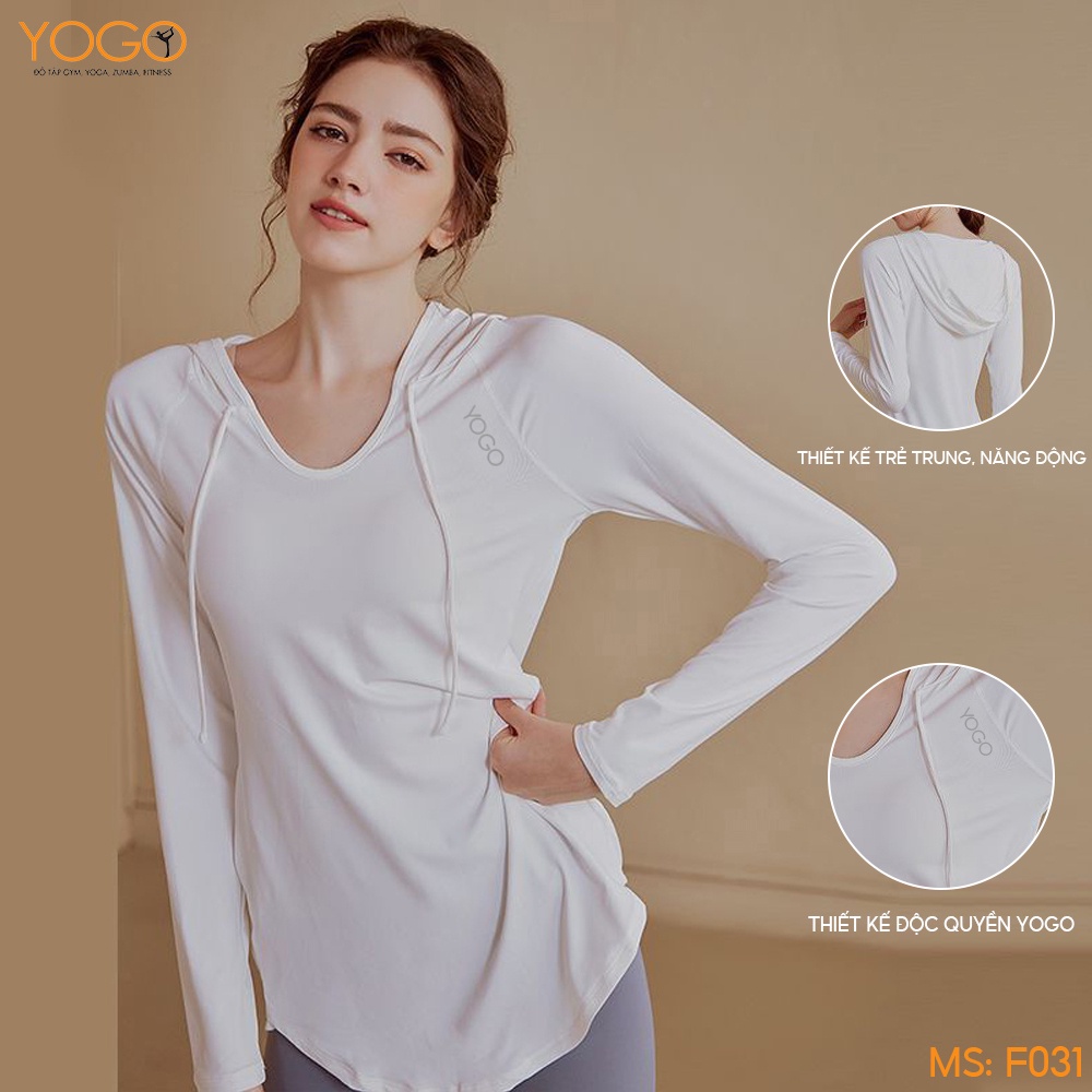 Áo tập gym yoga nữ thấm hút mồ hôi thoáng khí áo thun thể thao tay dài ôm body co giãn thoải mái trẻ trung YOGO F031