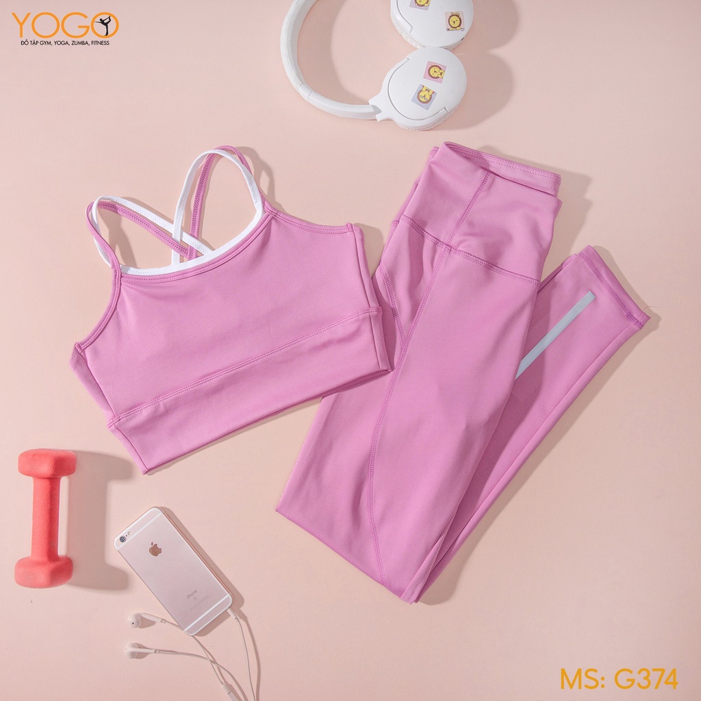 Set đồ thể thao nữ tập gym yoga có mút ngực co giãn 4 chiều G374 YOGO
