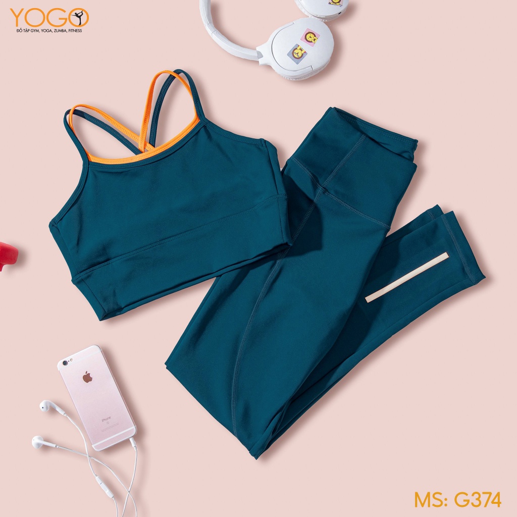 Set đồ thể thao nữ tập gym yoga có mút ngực co giãn 4 chiều G374 YOGO