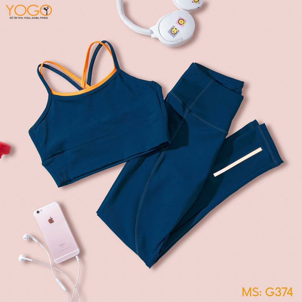 Set đồ thể thao nữ tập gym yoga có mút ngực co giãn 4 chiều G374 YOGO