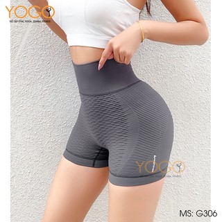 Quần đùi tập gym yoga nữ dệt kim cạp lưng cao co giãn 4 chiều nâng mông tôn dáng YOGO G306