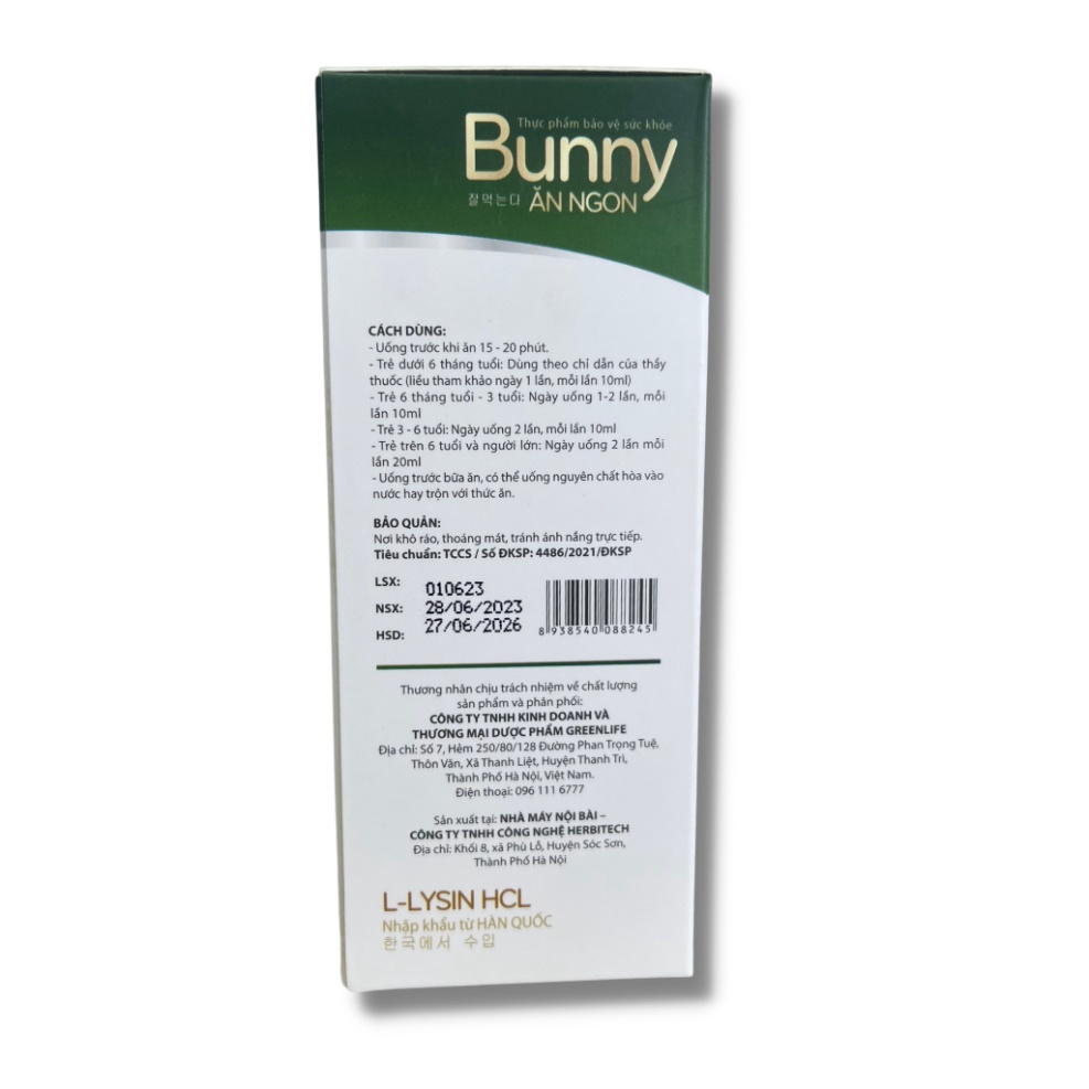 Siro ăn ngon Bunny L-Lycin HCL 150ml - Bổ sung vitamin giúp tăng cường tiêu hóa, tăng cường sức khỏe